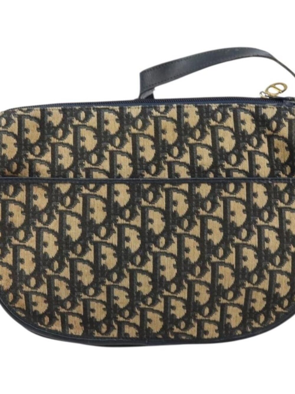 Christian Dior Trotter Canvas Shoulder Bag Navy Gold Auth 156002 - Picture 3 of 16